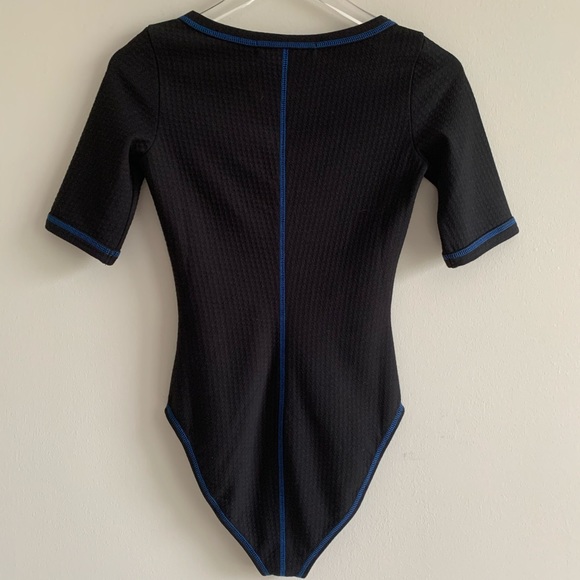 Proenza Schouler Scoop neck stretch jersey quilt soft bodysuit top black - Picture 13 of 15